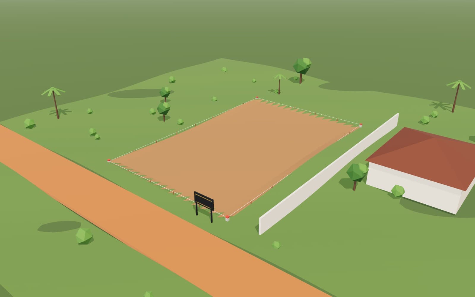 3D model of the plot with its four beacons